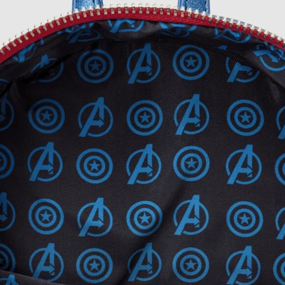 Loungefly Marvel Captain America Metallic Cosplay Mini Backpack Glitter NWT Blue main image 10